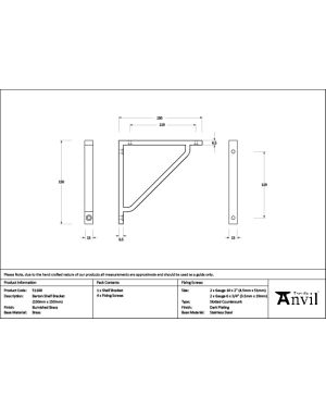 Burnished Brass Barton Shelf Bracket (150mm x 150mm)