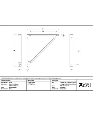 Burnished Brass Barton Shelf Bracket (200mm x 200mm)