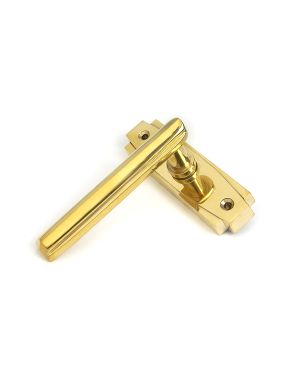 Polished Brass Art Deco Lever on Rose Set