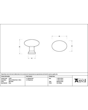 Satin Brass Moore Cabinet Knob - 25mm