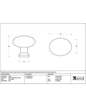 Satin Chrome Moore Cabinet Knob - 38mm