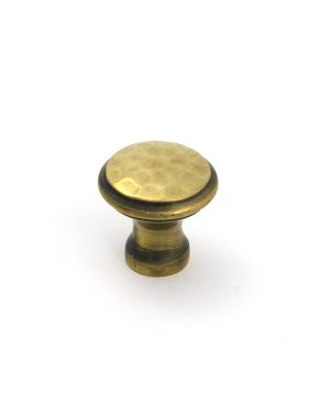 Aged Brass Hammered Cabinet Knob - Small