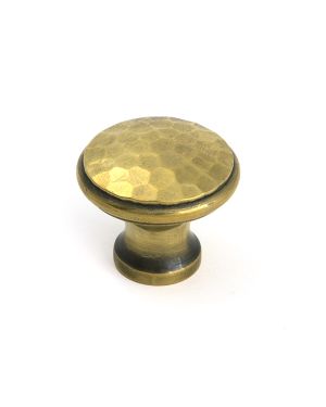 Aged Brass Hammered Cabinet Knob - Medium