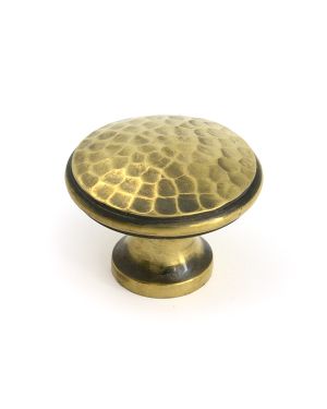 Aged Brass Hammered Cabinet Knob - Large