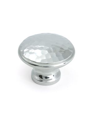 Polished Chrome Hammered Cabinet Knob - Large
