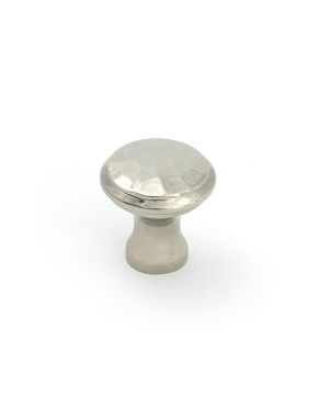 Polished Nickel Hammered Cabinet Knob - Small