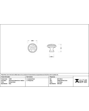 Polished Nickel Hammered Cabinet Knob - Medium