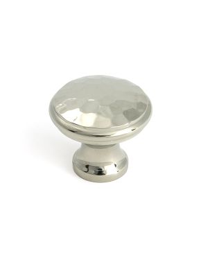 Polished Nickel Hammered Cabinet Knob - Medium