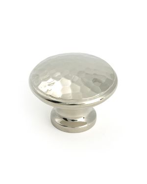 Polished Nickel Hammered Cabinet Knob - Large