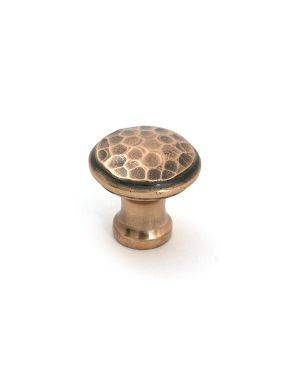 Polished Bronze Hammered Cabinet Knob - Small