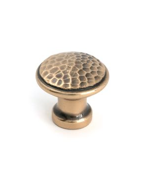 Polished Bronze Hammered Cabinet Knob - Medium