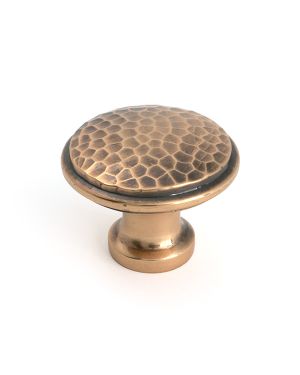 Polished Bronze Hammered Cabinet Knob - Large