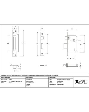 Pewter 2½" 5 Lever BS Sash Lock KA