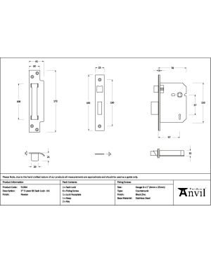 Pewter 3" 5 Lever BS Sash Lock KA