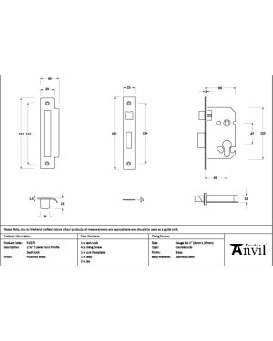 Polished Brass 2½" Euro Profile Sash Lock