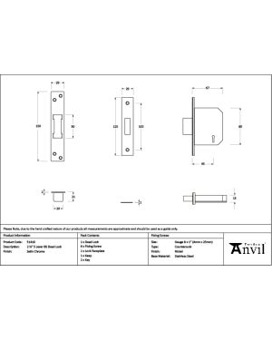 Satin Chrome 2½" 5 Lever BS Dead Lock