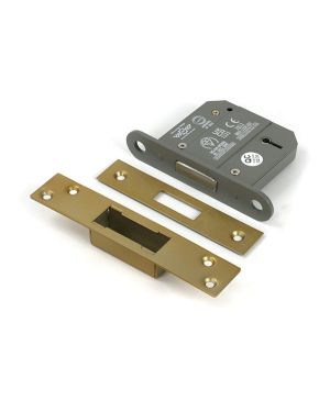 Satin Brass 3" 5 Lever BS Dead Lock KA