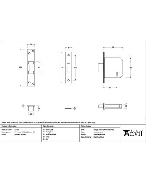 Polished Bronze 3" 5 Lever BS Dead Lock KA