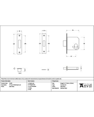 Satin Brass 3" Euro Profile Dead Lock