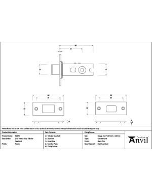 Pewter 2½" Heavy Duty Tubular Deadbolt