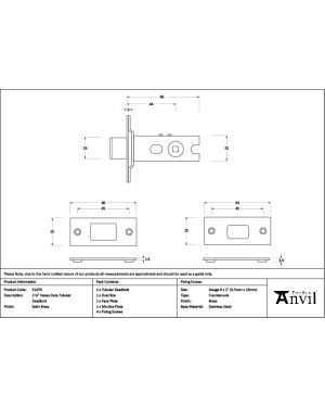 Satin Brass 2½" Heavy Duty Tubular Deadbolt