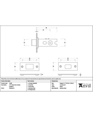 Polished SS 2½" Heavy Duty Tubular Deadbolt