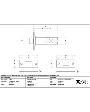 Aged Bronze 3" Heavy Duty Tubular Deadbolt