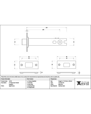 Aged Bronze 5" Heavy Duty Tubular Deadbolt