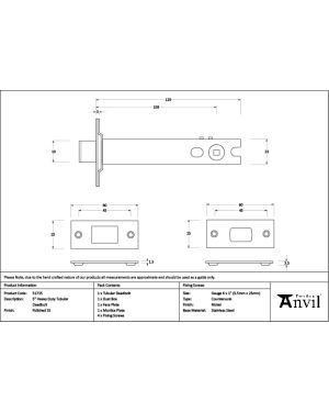 Polished SS 5" Heavy Duty Tubular Deadbolt