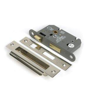 Polished Nickel 2½" Heavy Duty Bathroom Mortice Lock