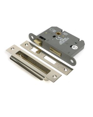Polished Nickel 3" Heavy Duty Bathroom Mortice Lock