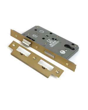 Satin Brass Euro Din Sash Lock - 60mm Backset/72mm Centre