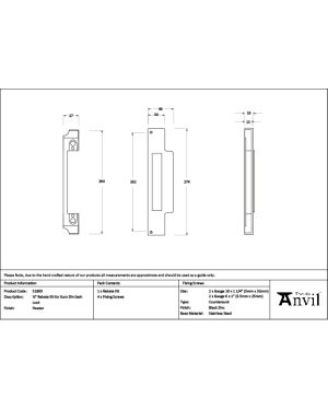 Pewter ½" Rebate Kit for Euro Din Sash Lock