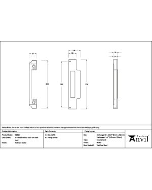 Polished Nickel ½" Rebate Kit for Euro Din Sash Lock