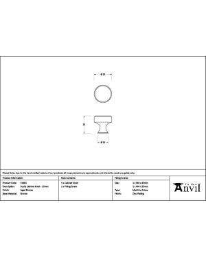 Aged Bronze Scully Cabinet Knob - 25mm
