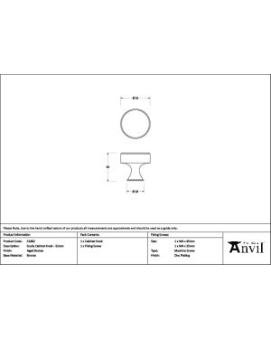 Aged Bronze Scully Cabinet Knob - 32mm