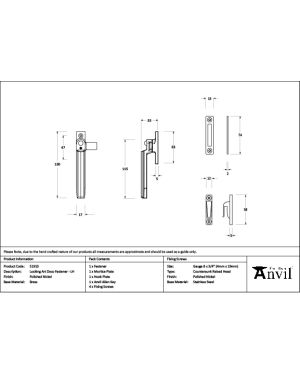 Polished Nickel Locking Art Deco Fastener - LH