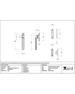 Polished Brass Locking Art Deco Fastener - RH