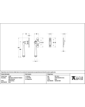 Polished Brass Night-Vent Locking Avon Fastener (Steel Window)