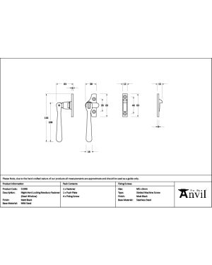 Matt Black Night-Vent Locking Newbury Fastener (Steel Window)