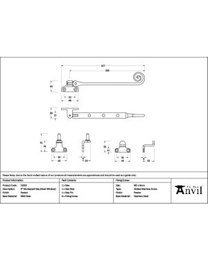 Pewter 8" Monkeytail Stay (Steel Window)