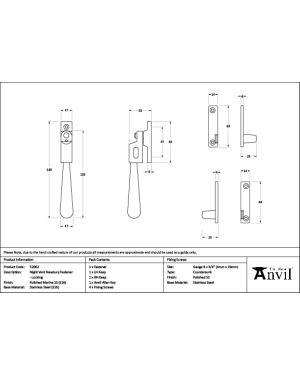 Polished Marine SS (316) Night-Vent Locking Newbury Fastener