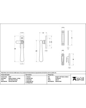 Satin Marine SS (316) Locking Newbury Fastener