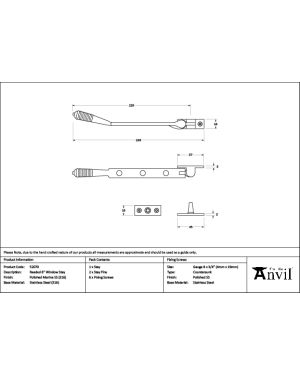 Polished Marine SS (316) 8" Reeded Stay