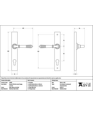 Satin Marine SS (316) Reeded Slimline Lever Espag. Lock Set