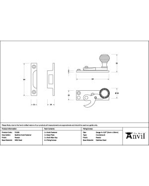 Pewter Beehive Sash Hook Fastener