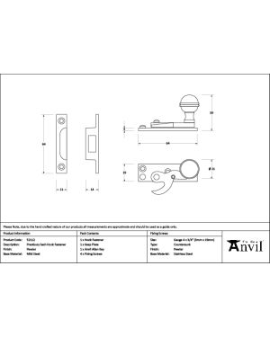 Pewter Prestbury Sash Hook Fastener