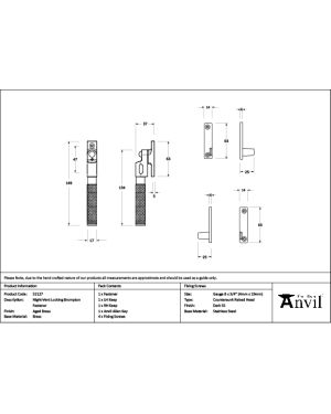 Aged Brass Night-Vent Locking Brompton Fastener