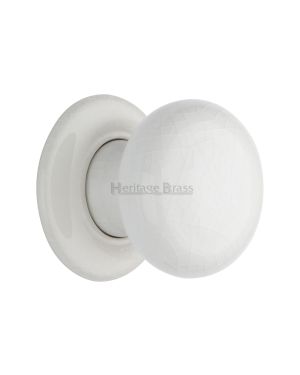 White Crackle Knob with Porcelain base
