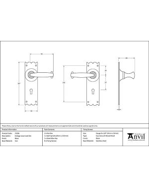 Black Cottage Lever Lock Set